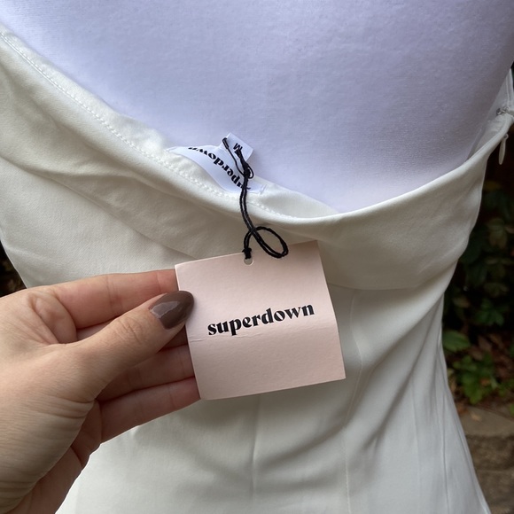 Revolve Superdown Jillian Asymmetric Midi Dress Size Medium Color White - Picture 7 of 7